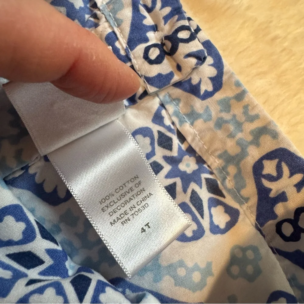 Janie and Jack Blue and White Printed Top